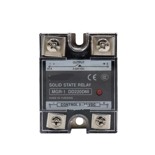 MGR-1 DD220D60 DC zu DC SSR-60DD Halbleiterrelais Eingangsspannung 3–32 V DC zu Ausgangsspannung 5–220 VDC 60 A SSR for Thermoelemente(Relay and heat sink) von IYNWBJTS