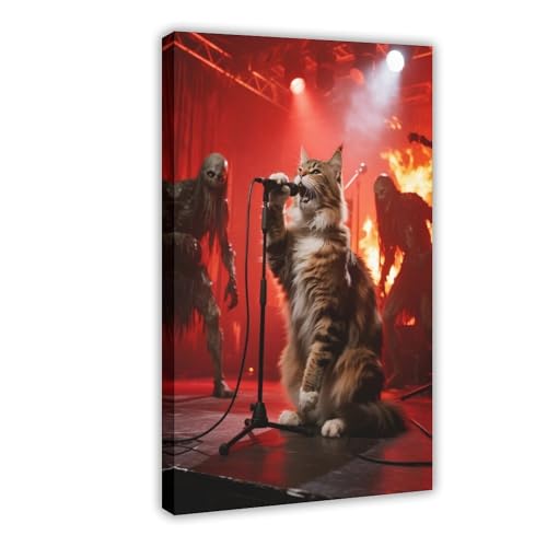 IYQTAGGH Flammenbühne Norwegische Waldkatze (2) Leinwandposter Schlafzimmer Dekor Landschaft Büro Zimmer Dekor Geschenk 40 x 60 cm von IYQTAGGH
