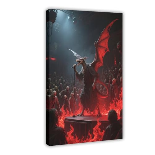 IYQTAGGH Flammenbühne Quetzalcoatlus (1) Leinwandposter Schlafzimmer Dekor Landschaft Büro Zimmer Dekor Geschenk 40 x 60 cm von IYQTAGGH