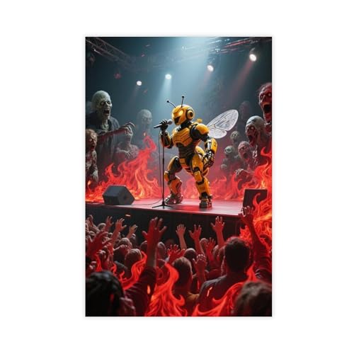 IYQTAGGH Leinwand-Poster, Motiv: Flamme mit Hummel, Wandkunst, Dekordruck, Bild für Wohnzimmer, Schlafzimmer, Dekoration, 40 x 60 cm von IYQTAGGH