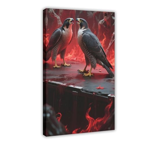 IYQTAGGH Leinwand-Poster, Motiv: Flammenbühne, Wanderfalke (4), Schlafzimmer, Dekoration, Landschaft, Büro, Raumdekoration, Geschenk, 60 x 90 cm von IYQTAGGH