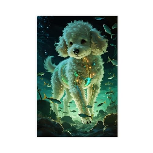 IYQTAGGH Leinwandposter, Motiv: Pudel in der Tiefsee (2) von IYQTAGGH
