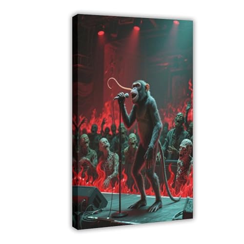 IYQTAGGH Leinwandposter "Flame Stage Proboscis Affe" (4) Leinwand-Poster, Wandkunst, Dekordruck, Bild Gemälde für Wohnzimmer, Schlafzimmer, Dekoration, 40 x 60 cm von IYQTAGGH
