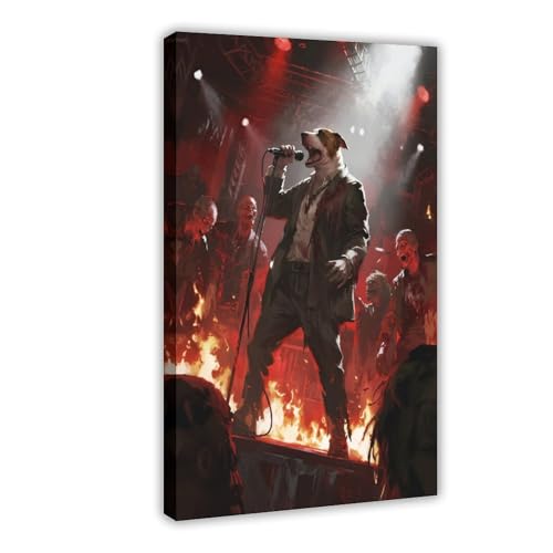 Leinwand-Poster, Motiv: Bullterrier auf der Flamme (2), Wandkunst, Dekordruck, Gemälde für Wohnzimmer, Schlafzimmer, Dekoration, 30 x 45 cm von IYQTAGGH