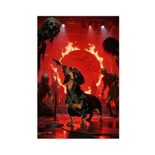Leinwand-Poster, Motiv: Dackel auf der Flamme (2), Schlafzimmerdekoration, Landschaft, Büro, Raumdekoration, Geschenk, 30 x 45 cm von IYQTAGGH
