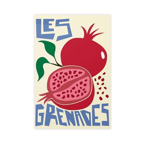 IYTAFGYT Granatapfel-Frucht-Illustration, Leinwand-Poster, Schlafzimmer, Dekoration, Landschaftsdekoration, Geschenk, 50 x 75 cm von IYTAFGYT