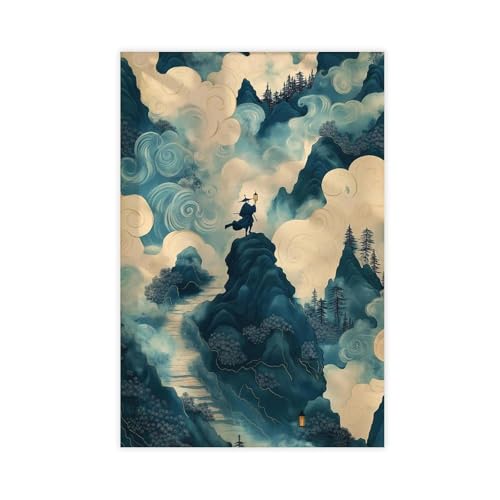IYTAFGYT Japanisches Leinwandposter Samurai in Wolken, Schlafzimmer, Dekoration, Landschaftsdekoration, Geschenk, 40 x 60 cm von IYTAFGYT