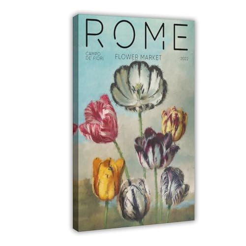 IYTAFGYT Kunstdruck auf Leinwand, Motiv: Rom-Blumenmarkt, Wandkunstdruck, Bild, Gemälde, 60 x 90 cm von IYTAFGYT