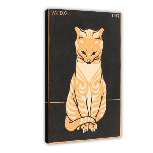 IYTAFGYT Kunstdruck auf Leinwand, Motiv: orangefarbene getigerte Katze, Wandkunstdruck, Bild, Gemälde, 40 x 60 cm von IYTAFGYT