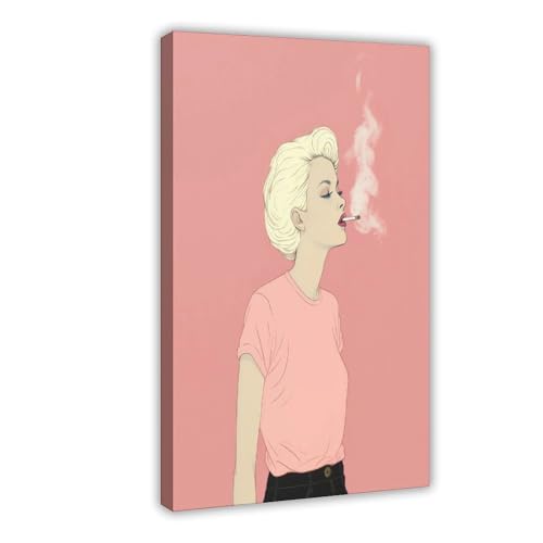 IYTAFGYT Leinwand-Poster, Motiv: Blondes Mädchen mit einer Zigarette, 40 x 60 cm von IYTAFGYT