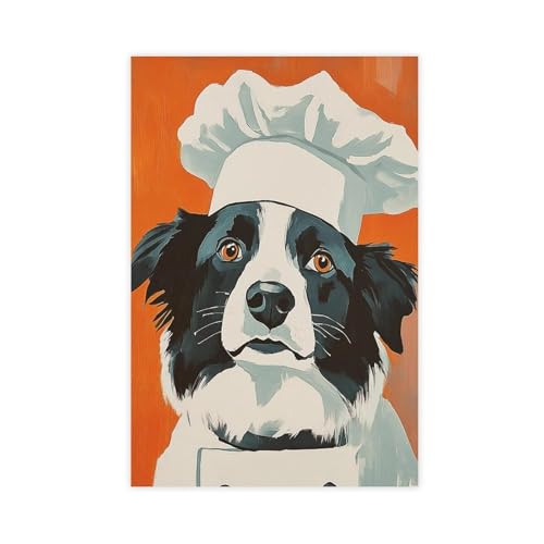 IYTAFGYT Leinwand-Poster, Motiv: Border Collie Chef, 50 x 75 cm von IYTAFGYT
