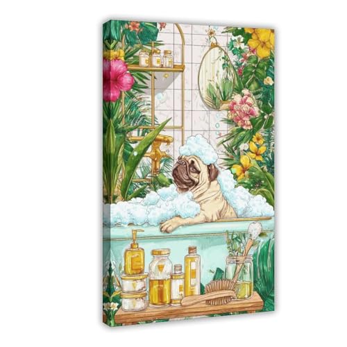 IYTAFGYT Leinwand-Poster, Motiv: Mops in Wanne, Wandkunstdruck, Bild, Gemälde, 20 x 30 cm IYTAFGYT Leinwand-Poster, Motiv: Mops in Wanne, Wandkunstdruck, Bild, Gemälde, 20 x 30 cm von IYTAFGYT