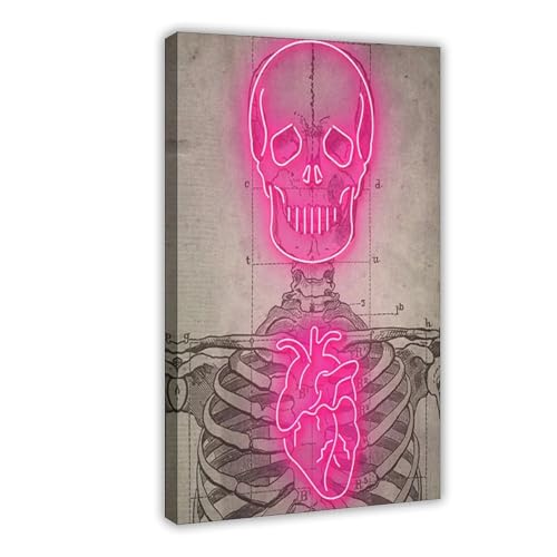 IYTAFGYT Leinwand-Poster, Motiv: Neon-Skelett, Vintage-Diagramm, Wandkunstdruck, Bild, Gemälde, 30 x 45 cm von IYTAFGYT
