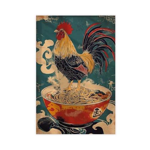 IYTAFGYT Leinwandposter Hahn mit Ramen, Schlafzimmer, Dekoration, Landschaftsdekoration, Geschenk, 40 x 60 cm von IYTAFGYT