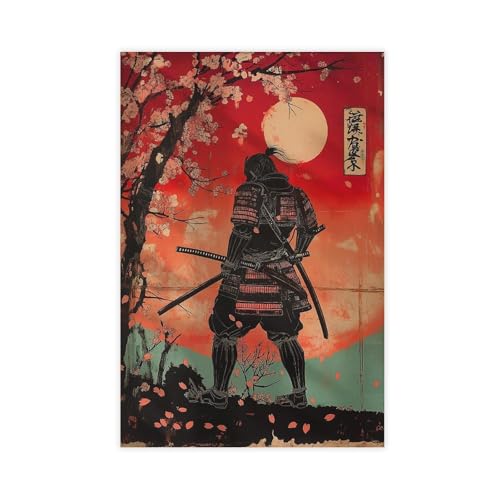 IYTAFGYT Leinwandposter Samurai, japanisch, Schlafzimmer, Dekoration, Landschaftsdekoration, Geschenk, 60 x 90 cm von IYTAFGYT