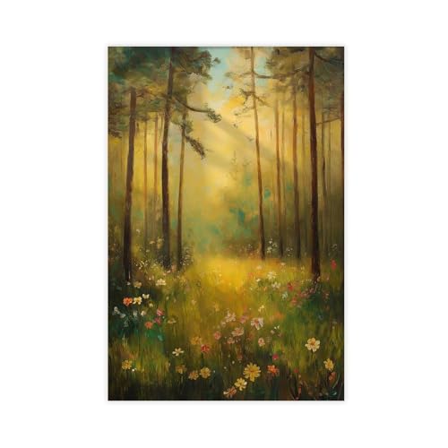 IYTAFGYT Leinwandposter Sommerwaldweg, Schlafzimmer, Dekoration, Landschaftsdekoration, Geschenk, 50 x 75 cm von IYTAFGYT