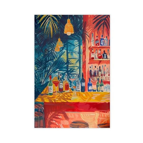 IYTAFGYT Leinwandposter im Retro-Stil, Cocktailbar, Schlafzimmer, Landschaftsdekoration, Geschenk, 50 x 75 cm von IYTAFGYT