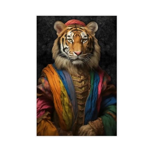 IYTAFGYT Leinwandposter mit Regenbogen-Tiger-Renaissance-Motiv, Schlafzimmerdekoration, Landschaftsdekoration, Geschenk, 50 x 75 cm von IYTAFGYT