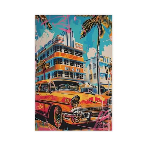 IYTAFGYT Miami Art-Deco-Poster auf Leinwand, Wandkunstdruck, Bild, Gemälde, 20 x 30 cm von IYTAFGYT
