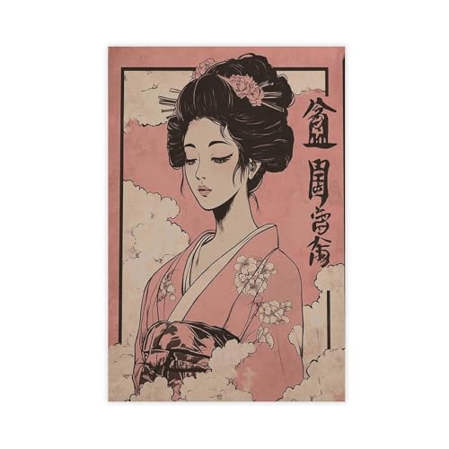 IYTAFGYT Minimalistisches japanisches Geisha-Leinwand-Poster, Schlafzimmerdekoration, Landschaftsdekoration, Geschenk, 40 x 60 cm von IYTAFGYT