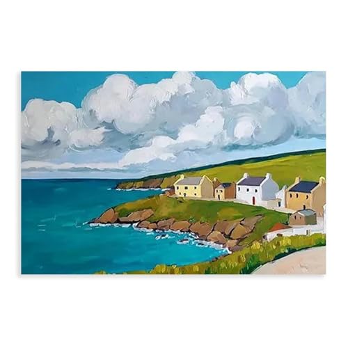 IYTAFGYT Ölgemälde auf Leinwand, Motiv: Meeresstadt, Schlafzimmer, Dekoration, Landschaftsdekoration, Geschenk, 30 x 45 cm IYTAFGYT Ölgemälde auf Leinwand, Motiv: Meeresstadt, Schlafzimmer, Dekoration, Landschaftsdekoration, Geschenk, 30 x 45 cm von IYTAFGYT
