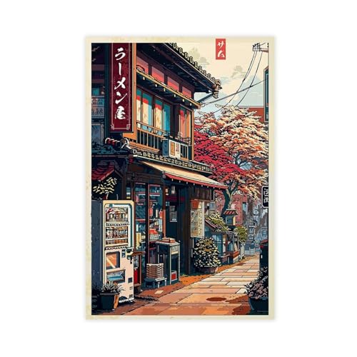 IYTAFGYT Pixel Ramen Shop Leinwand-Poster, Schlafzimmer, Dekoration, Landschaftsdekoration, Geschenk, 60 x 90 cm von IYTAFGYT