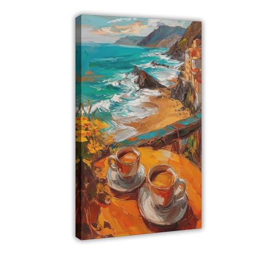 IYTAFGYT Poster auf Leinwand, Motiv: Café am Meer, Wandkunstdruck, Bild, Gemälde, 20 x 30 cm von IYTAFGYT