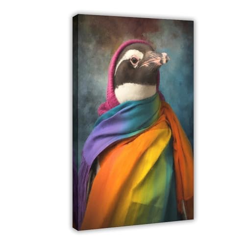 IYTAFGYT Regenbogen-Pinguin-Poster, Leinwand-Poster, Schlafzimmer-Dekor, Landschaftsdekoration, Geschenk, 30 x 45 cm von IYTAFGYT