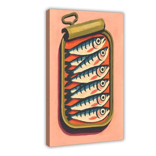 IYTAFGYT Sardinen-Illustrationsdruck, Leinwand, Poster, Schlafzimmer, Dekoration, Landschaftsdekoration, Geschenk, 50 x 75 cm von IYTAFGYT
