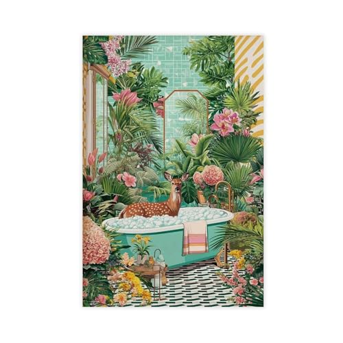 IYTAFGYT Skurriles Hirsch-Badewannen-Poster, Leinwand-Poster, Schlafzimmer-Dekor, Landschaftsdekoration, Geschenk, 30 x 45 cm IYTAFGYT Skurriles Hirsch-Badewannen-Poster, Leinwand-Poster, Schlafzimmer-Dekor, Landschaftsdekoration, Geschenk, 30 x 45 cm von IYTAFGYT