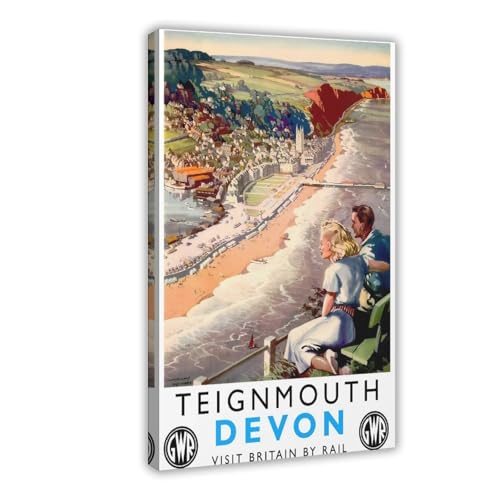 IYTAFGYT Teignmouth, Leinwandposter "Devon British Railways", Wandkunstdruck, Bild, Gemälde, 30 x 45 cm von IYTAFGYT