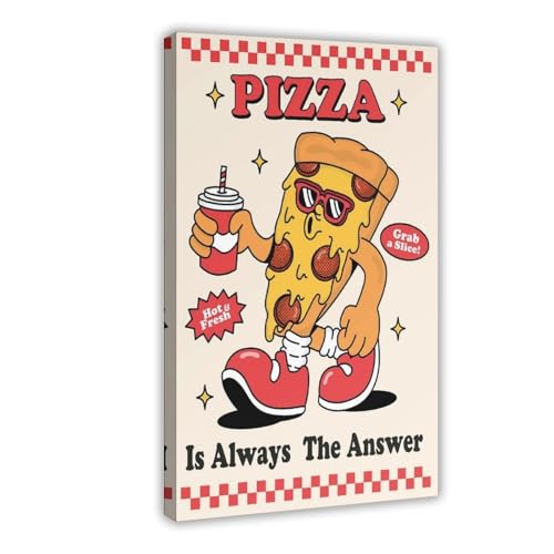 Leinwandposter "Pizza Is Always The Answer", Wandkunstdruck, Bild, Gemälde, 40 x 60 cm von IYTAFGYT
