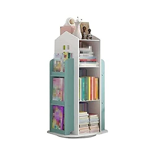 IYUESQ 4-stufiges drehbares Kinderbücherregal, 360°-Vitrine, bodenstehendes offenes Bücherregal, Spielzeugaufbewahrungs-Organizer für das Kinderzimmer-Spielzimmer von IYUESQ