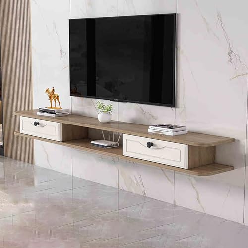 IYUESQ An der Wand montierter TV-Schrank, schwebende Medienkonsole mit Schublade. Moderne schwebende TV-Einheit mit Kabelloch. An der Wand montierter TV-Ständer mit offenem Stauraum für IYUESQ An der Wand montierter TV-Schrank, schwebende Medienkonsole mit Schublade. Moderne schwebende TV-Einheit mit Kabelloch. An der Wand montierter TV-Ständer mit offenem Stauraum für von IYUESQ