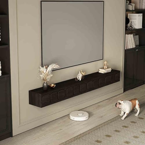 IYUESQ An der Wand montierter TV-Schrank, schwebende TV-Regale, Lagerschränke, Medienkonsole mit unterer Klapptür, schwebende Medienkonsole mit Schublade, TV-Konsole aus Holz, für Wohnzi von IYUESQ