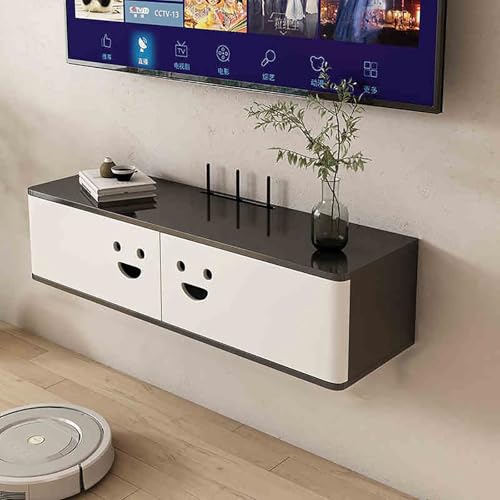 IYUESQ An der Wand montierter TV-Ständer, schwebende Medienkonsole mit Schubladen unter dem Fernseher, schwebender Schrank mit Kabelloch, an der Wand montierte Medienkonsole aus Holz für von IYUESQ
