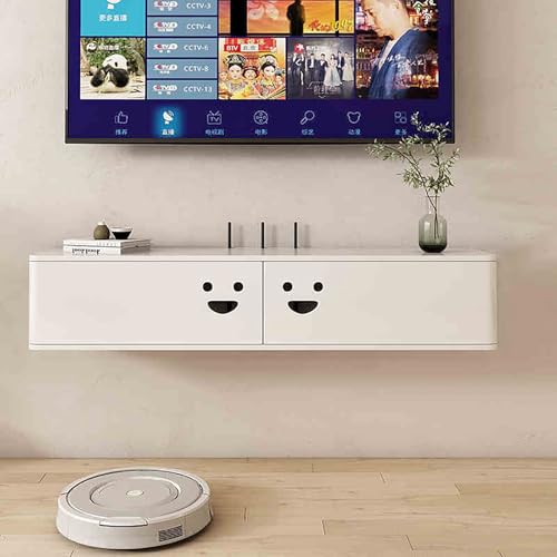 IYUESQ An der Wand montierter TV-Ständer, schwebende Medienkonsole mit Schubladen unter dem Fernseher, schwebender Schrank mit Kabelloch, an der Wand montierte Medienkonsole aus Holz für von IYUESQ