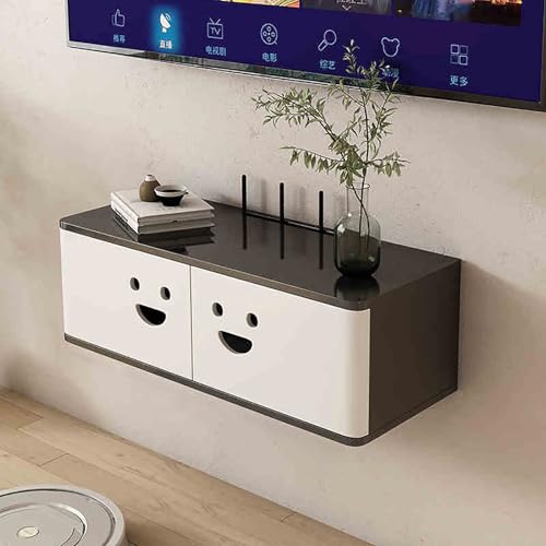 IYUESQ An der Wand montierter TV-Ständer, schwebende Medienkonsole mit Schubladen unter dem Fernseher, schwebender Schrank mit Kabelloch, an der Wand montierte Medienkonsole aus Holz für von IYUESQ