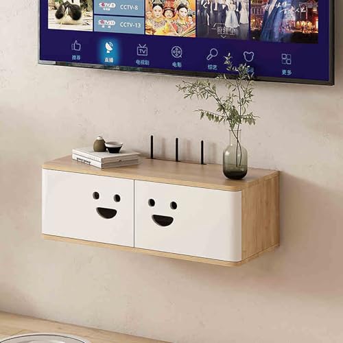 IYUESQ An der Wand montierter TV-Ständer, schwebende Medienkonsole mit Schubladen unter dem Fernseher, schwebender Schrank mit Kabelloch, an der Wand montierte Medienkonsole aus Holz für von IYUESQ