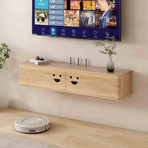 IYUESQ An der Wand montierter TV-Ständer, schwebende Medienkonsole mit Schubladen unter dem Fernseher, schwebender Schrank mit Kabelloch, an der Wand montierte Medienkonsole aus Holz für IYUESQ An der Wand montierter TV-Ständer, schwebende Medienkonsole mit Schubladen unter dem Fernseher, schwebender Schrank mit Kabelloch, an der Wand montierte Medienkonsole aus Holz für von IYUESQ