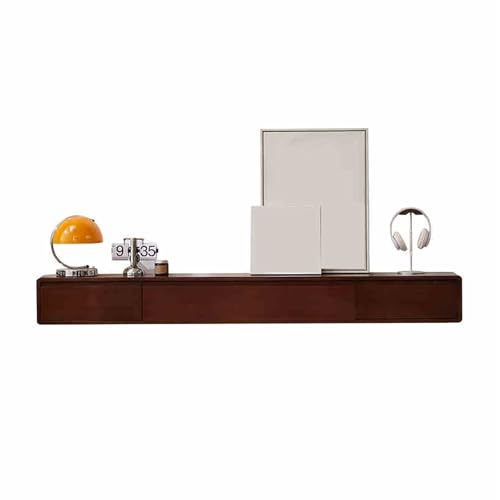 IYUESQ An der Wand montierter TV-Ständer, schwebender Aufbewahrungsschrank unter dem Fernseher mit Schubladen. An der Wand montierte Medienkonsole aus Holz mit herunterklappbarer Tür, TV- von IYUESQ
