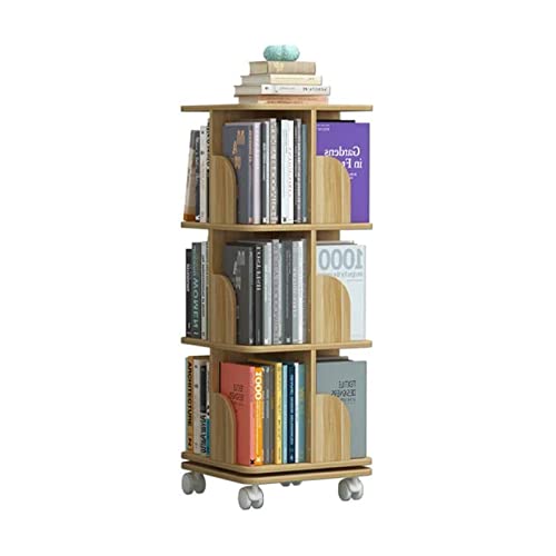 IYUESQ Drehbares Bücherregal für kleine Räume, 360-Grad-Display, bodenstehendes, drehbares quadratisches Bücherregal, schmales, schwenkbares Bücherregal, Organizer für Zuhause von IYUESQ