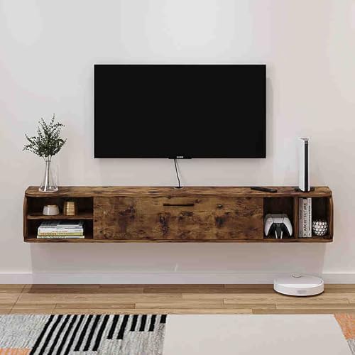 IYUESQ Entertainment-Center-TV-Schrank, Moderne TV-Konsole, schwebender TV-Ständer zur Wandmontage mit Klapptür, hochglänzender TV-Ständer zur Wandmontage mit offenem Stauraum für Wohnzi IYUESQ Entertainment-Center-TV-Schrank, Moderne TV-Konsole, schwebender TV-Ständer zur Wandmontage mit Klapptür, hochglänzender TV-Ständer zur Wandmontage mit offenem Stauraum für Wohnzi von IYUESQ