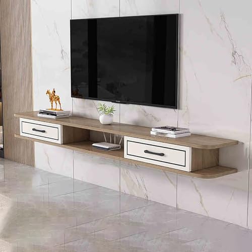 IYUESQ Moderner MediaTV-Konsolentisch, schwebendes Entertainment-Center, TV-Schrank, Medienkonsole mit Ablagefach mit Schubladen, an der Wand montierter TV-Ständer mit offenem Stauraum fü von IYUESQ