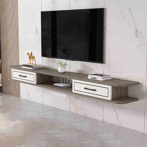 IYUESQ Moderner MediaTV-Konsolentisch, schwebendes Entertainment-Center, TV-Schrank, Medienkonsole mit Ablagefach mit Schubladen, an der Wand montierter TV-Ständer mit offenem Stauraum fü von IYUESQ