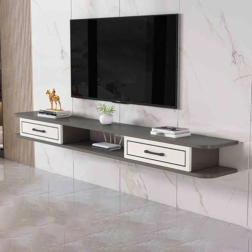IYUESQ Moderner MediaTV-Konsolentisch, schwebendes Entertainment-Center, TV-Schrank, Medienkonsole mit Ablagefach mit Schubladen, an der Wand montierter TV-Ständer mit offenem Stauraum fü von IYUESQ