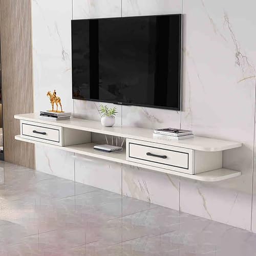 IYUESQ Moderner MediaTV-Konsolentisch, schwebendes Entertainment-Center, TV-Schrank, Medienkonsole mit Ablagefach mit Schubladen, an der Wand montierter TV-Ständer mit offenem Stauraum fü von IYUESQ