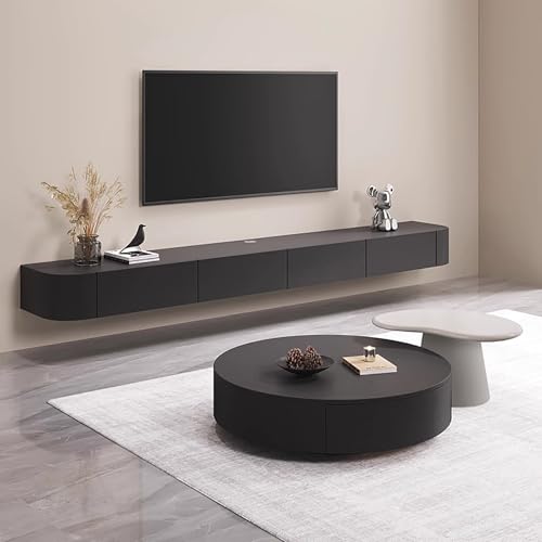 IYUESQ Schwebende Medienkonsole, Medienkonsole, TV-Schrank mit Schubladen, an der Wand montierter TV-Schrank mit Klapptür, Stauraum unter dem Fernseher mit Kabellöchern für Wohnzimmer, Sc von IYUESQ