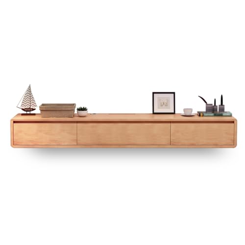 IYUESQ Schwebendes TV-Möbel mit 2 Schubladen, wandmontierte Medienkonsole für kleine Wohnungen, Log Color, 160 cm von IYUESQ