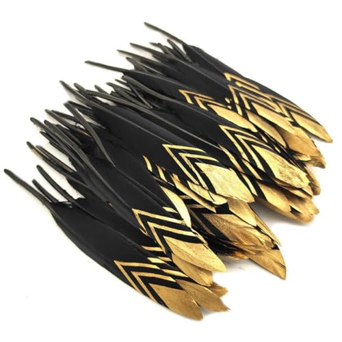 10/50 Stück natürliche goldene schwarze Federn, klein, zum Basteln, Federn, Party, Hochzeit, Dekoration, DIY, Federn, Schmuckherstellung, 10–15 cm, Schwarz V-Gold, 50 Stück 10/50 Stück natürliche goldene schwarze Federn, klein, zum Basteln, Federn, Party, Hochzeit, Dekoration, DIY, Federn, Schmuckherstellung, 10–15 cm, Schwarz V-Gold, 50 Stück von IYWTRT